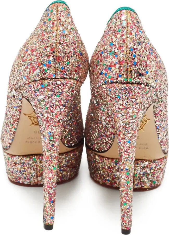 Pre-Owned 155mm Glitter-Embellished Pumps - Image 3