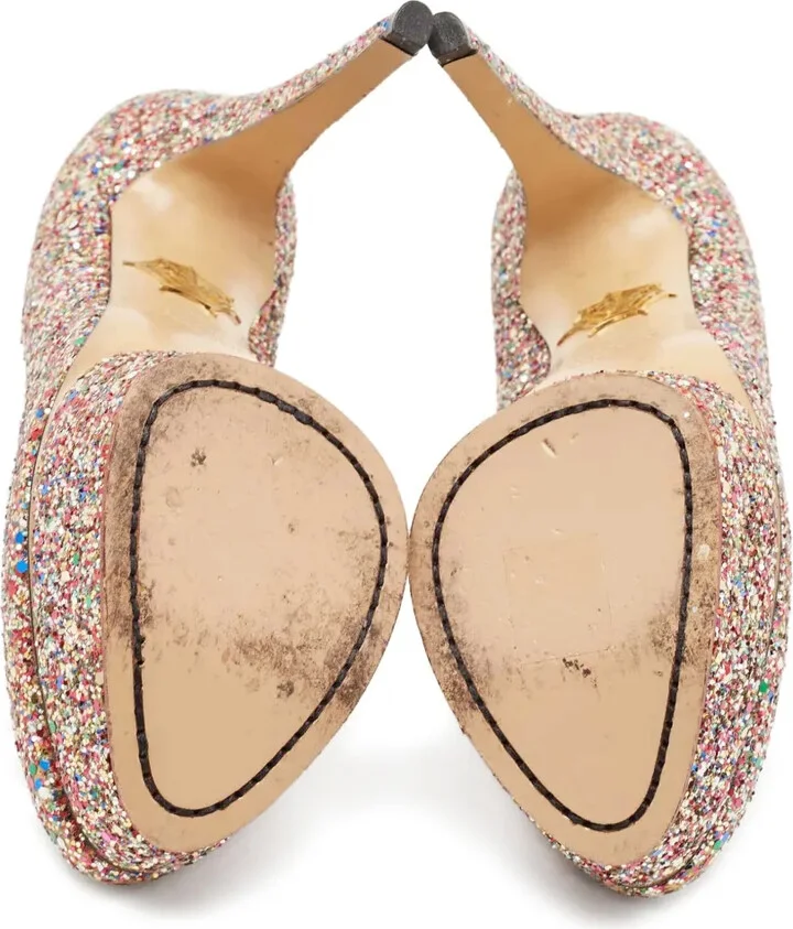 Pre-Owned 155mm Glitter-Embellished Pumps - Image 4