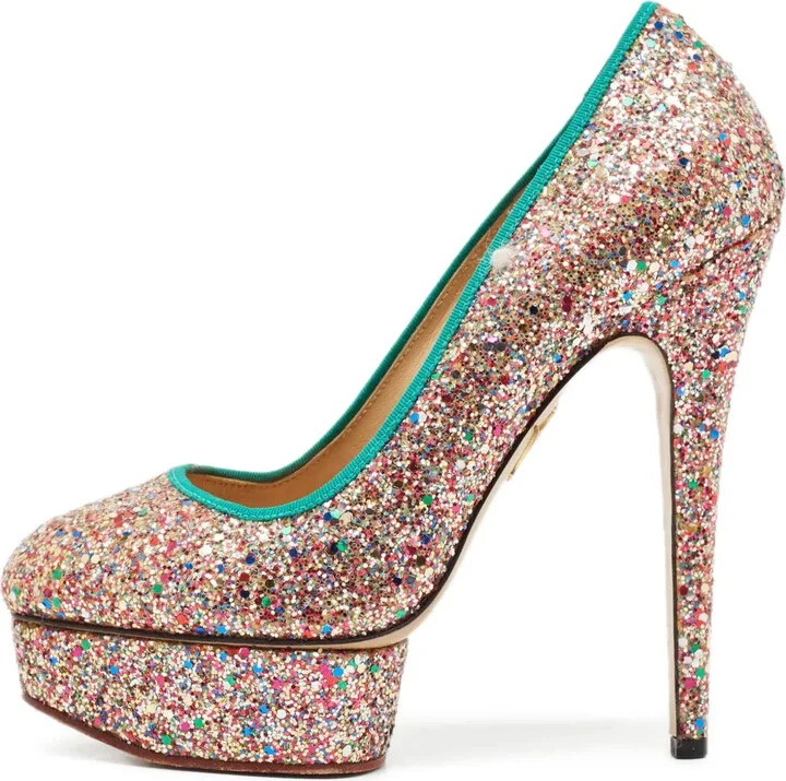 Pre-Owned 155mm Glitter-Embellished Pumps