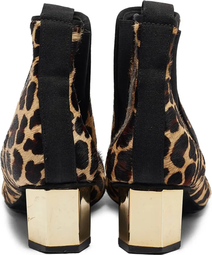 Pre-Owned 40mm Leopard-Print Heeled Ankle Boots - Image 4