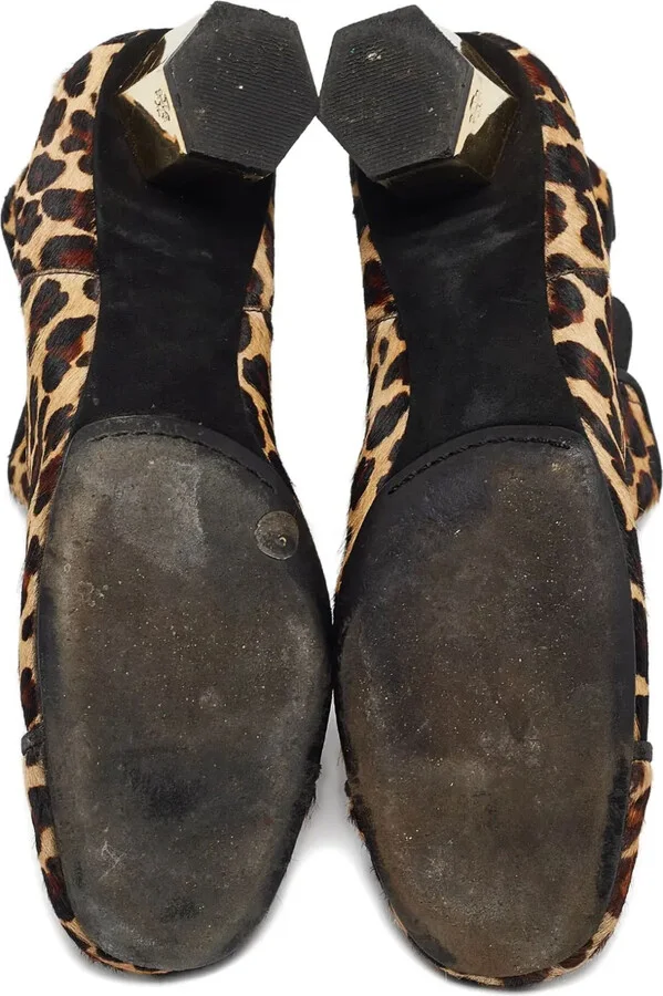 Pre-Owned 40mm Leopard-Print Heeled Ankle Boots - Image 5