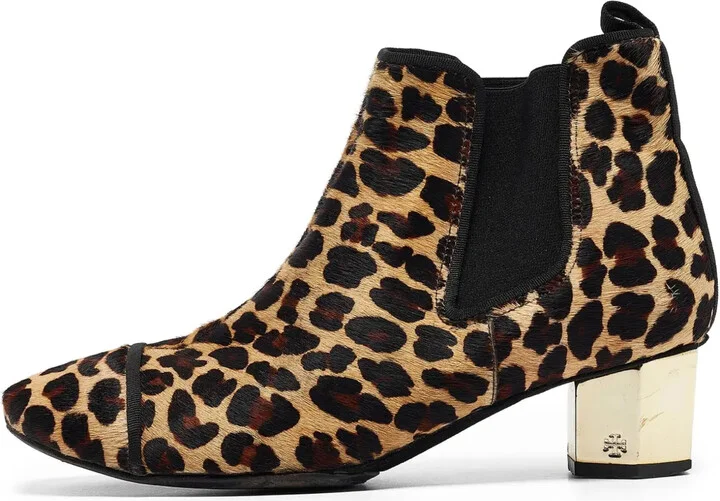 Pre-Owned 40mm Leopard-Print Heeled Ankle Boots