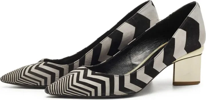 Pre-Owned 45mm Chevron-Print Block-Heel Pumps - Image 3