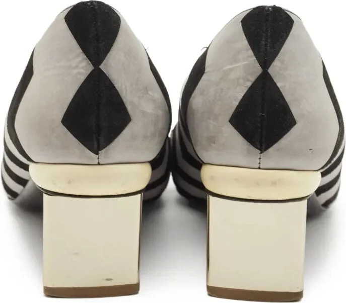 Pre-Owned 45mm Chevron-Print Block-Heel Pumps - Image 4