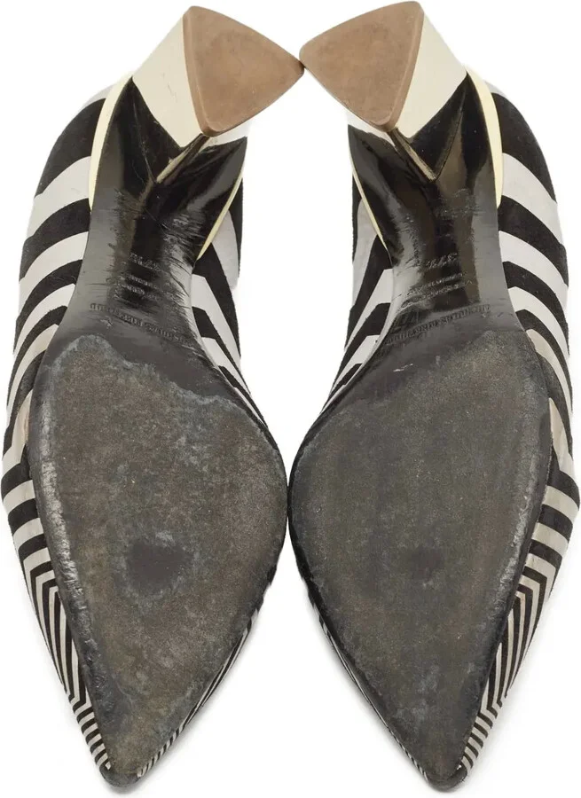 Pre-Owned 45mm Chevron-Print Block-Heel Pumps - Image 5