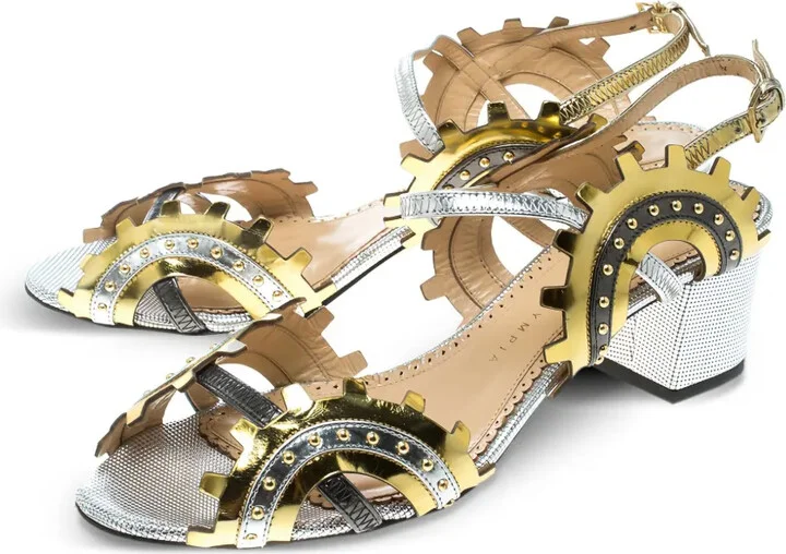 Pre-Owned 50mm Gear-Embellished Block-Heel Sandals - Image 2