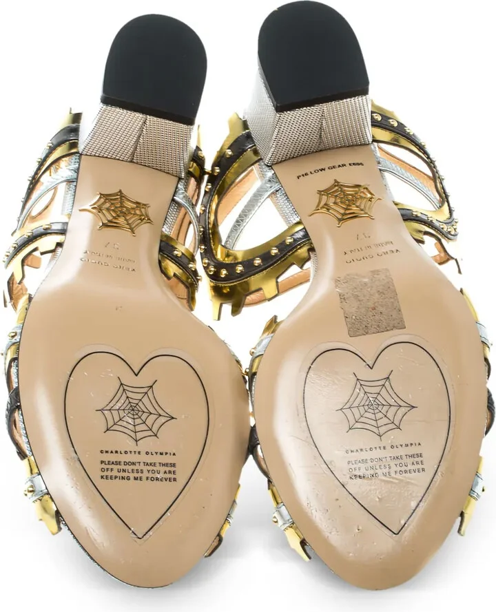Pre-Owned 50mm Gear-Embellished Block-Heel Sandals - Image 3
