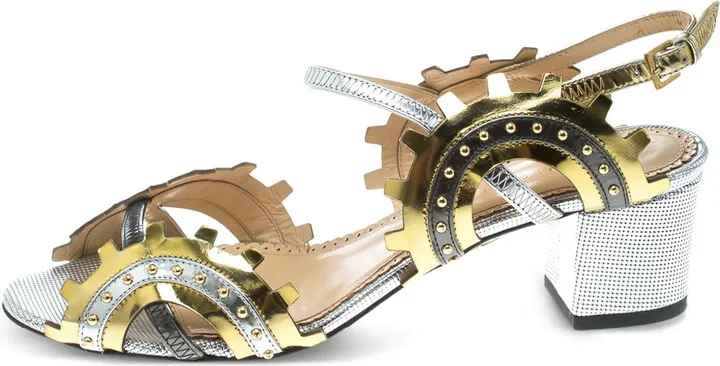 Pre-Owned 50mm Gear-Embellished Block-Heel Sandals