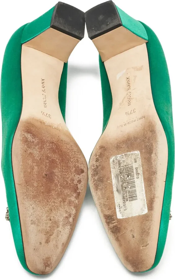 pre-owned 55mm Okkato satin embellished kitten heel pumps - Image 4