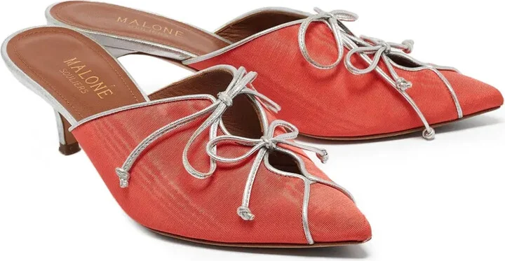 pre-owned 55mm Victoria satin bow-embellished mules - Image 2