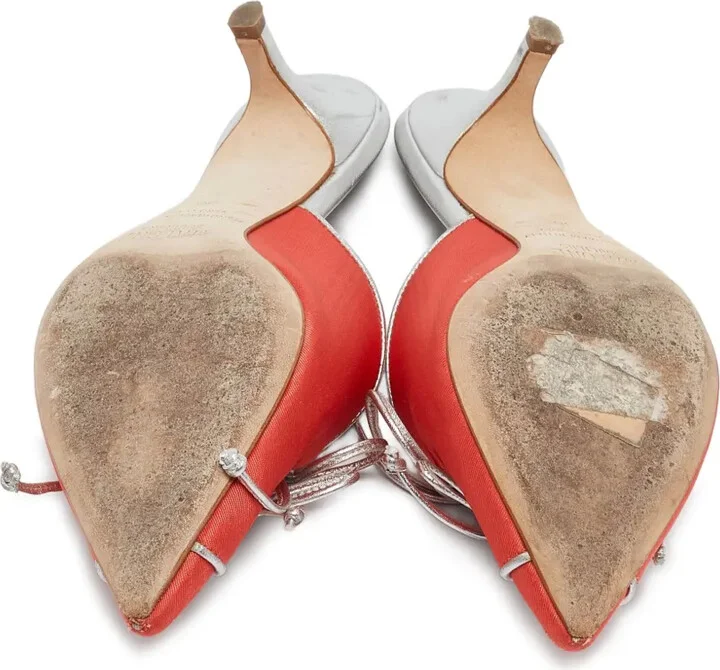 pre-owned 55mm Victoria satin bow-embellished mules - Image 4