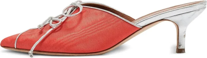 pre-owned 55mm Victoria satin bow-embellished mules