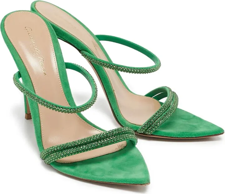 pre-owned 70mm Cannes rhinestone-embellished heeled mules - Image 2