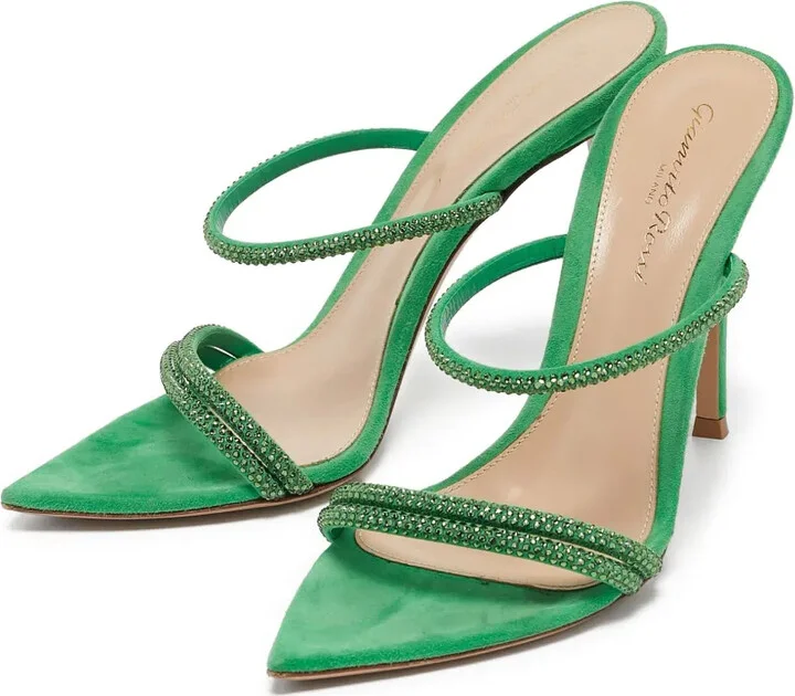 pre-owned 70mm Cannes rhinestone-embellished heeled mules - Image 4