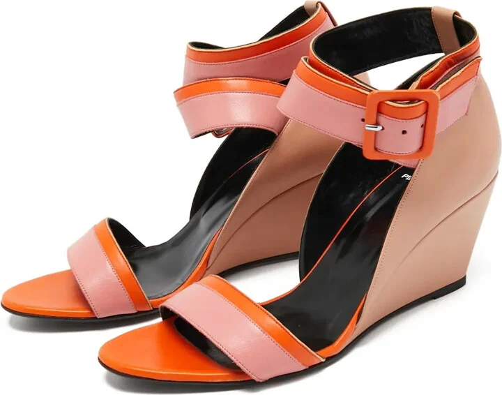 pre-owned 75mm Alpha wedge-heel colour-block sandals - Image 2