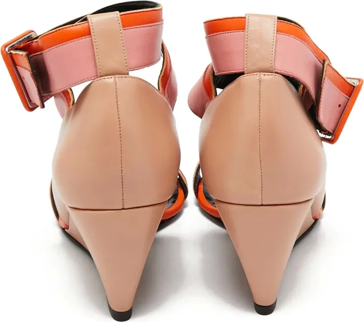 pre-owned 75mm Alpha wedge-heel colour-block sandals - Image 3