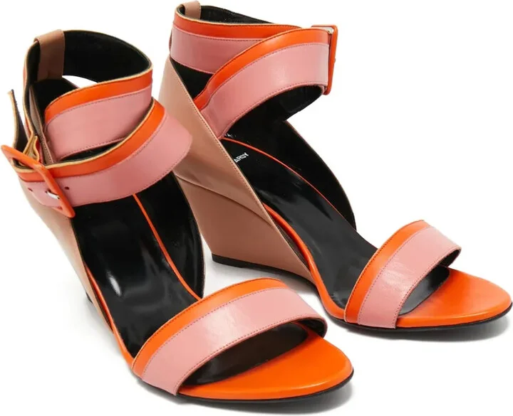 pre-owned 75mm Alpha wedge-heel colour-block sandals - Image 5