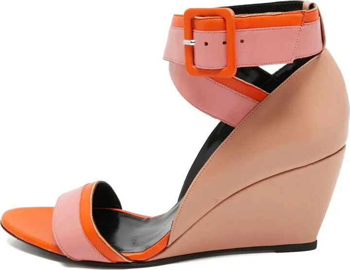 pre-owned 75mm Alpha wedge-heel colour-block sandals