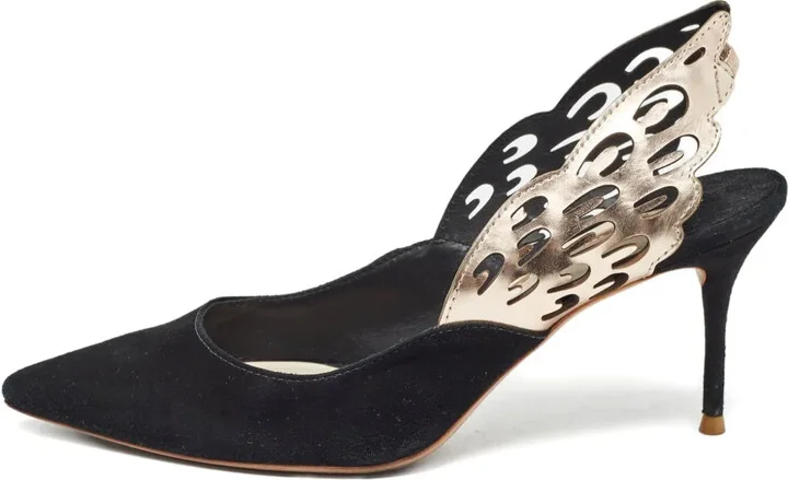 pre-owned 75mm Angelo wing-slingback pumps