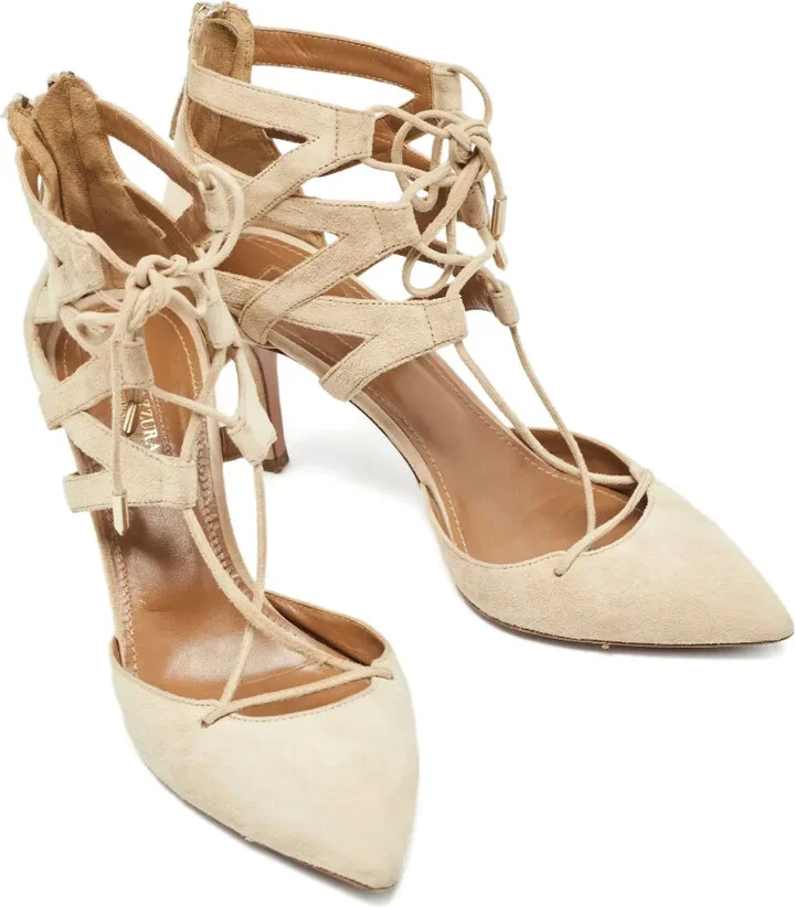 Pre-Owned 75mm Lace-Up Cut-Out Pumps - Image 4