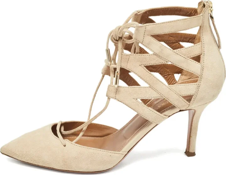 Pre-Owned 75mm Lace-Up Cut-Out Pumps