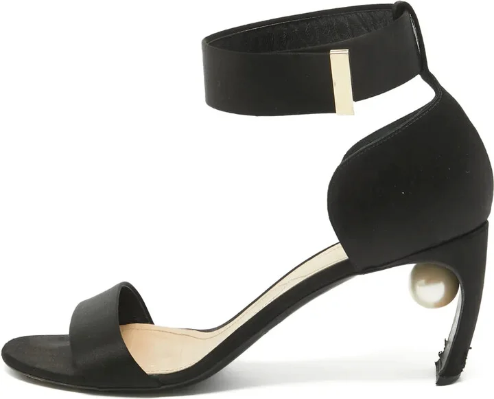 Pre-Owned 75mm Satin Ankle-Strap Heels