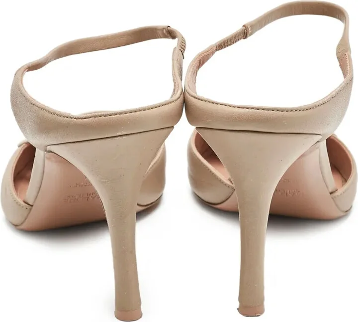 Pre-Owned 80mm Leather Strapped Pumps - Image 4