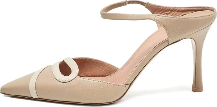 Pre-Owned 80mm Leather Strapped Pumps