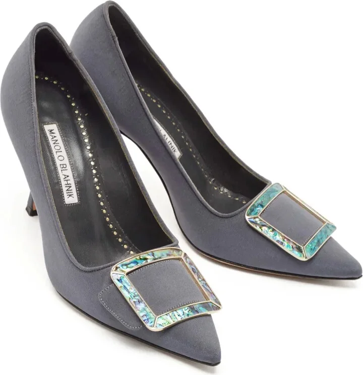 pre-owned 80mm Maysale satin pointed-toe pumps - Image 2