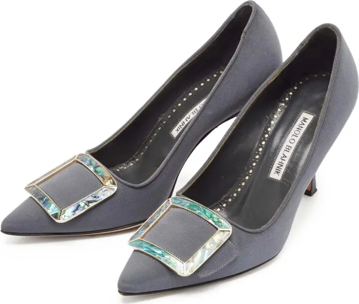 pre-owned 80mm Maysale satin pointed-toe pumps - Image 4