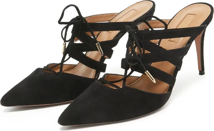 pre-owned 85mm Belgravia lace-up mules - Image 2