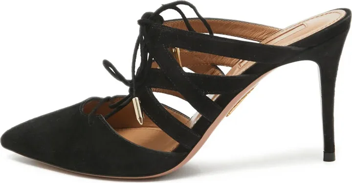 pre-owned 85mm Belgravia lace-up mules