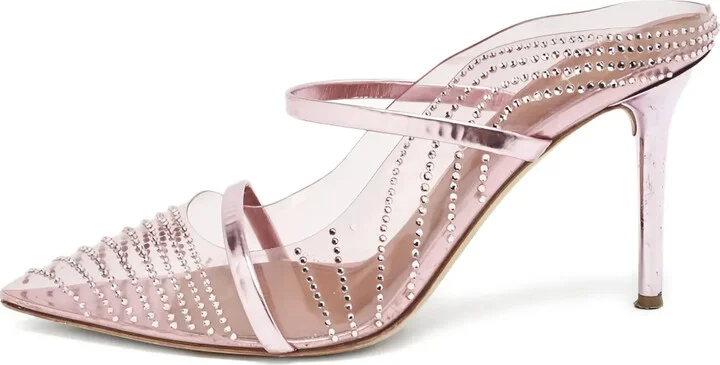 pre-owned 85mm Maureen rhinestone-embellished mules