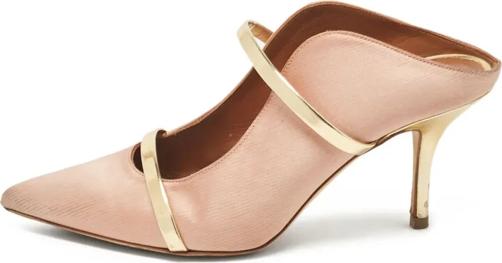 pre-owned 85mm Maureen satin mules