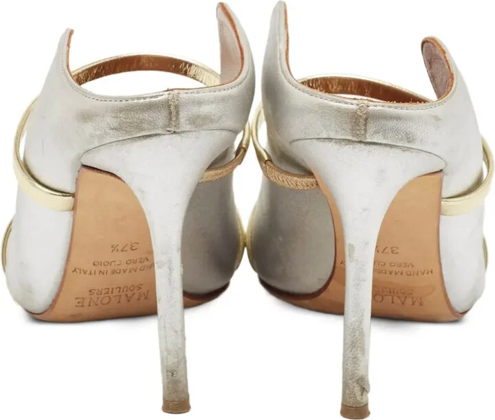 Pre-Owned 85mm Metallic Leather Mules - Image 3
