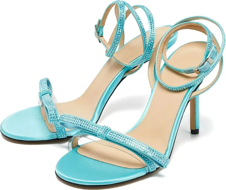 Pre-Owned 90mm Crystal Bow Sandals - Image 2