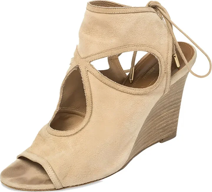 Pre-Owned 90mm Cut-Out Wedge Sandals - Image 2