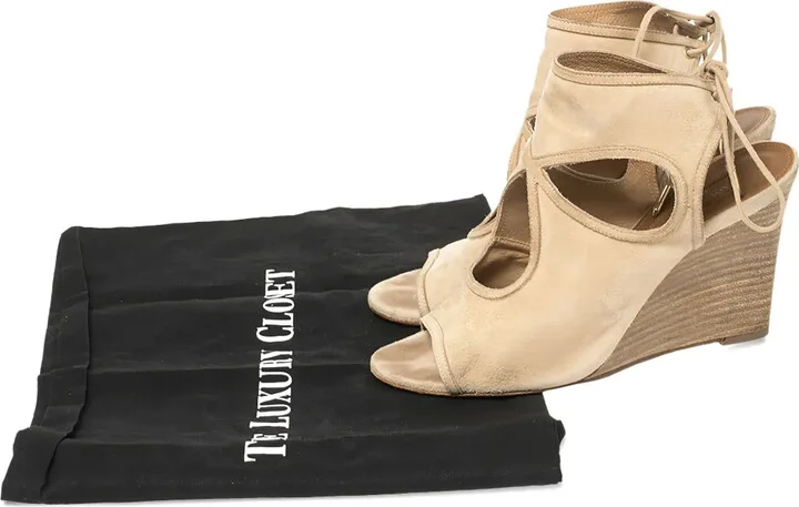 Pre-Owned 90mm Cut-Out Wedge Sandals