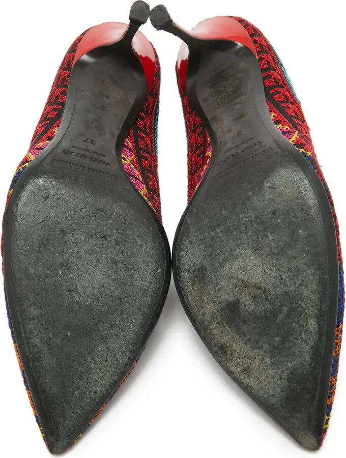 Pre-owned 90mm embroidered pointed-toe pumps - Image 4