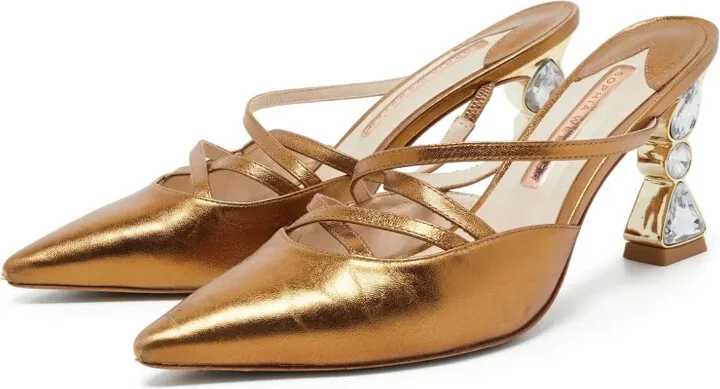 Pre-Owned 90mm Metallic Leather Mules - Image 2
