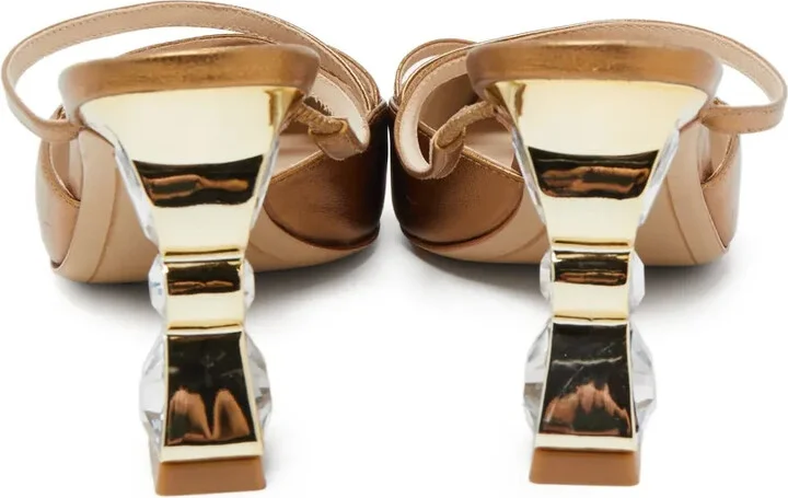 Pre-Owned 90mm Metallic Leather Mules - Image 4