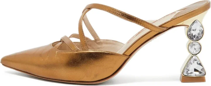 Pre-Owned 90mm Metallic Leather Mules