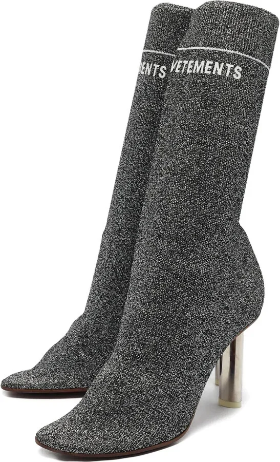 Pre-Owned 90mm Metallic Sock Boots - Image 2