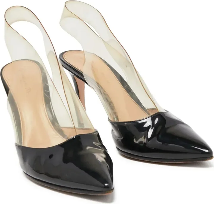 pre-owned 90mm Nicole transparent-panel slingback pumps - Image 2