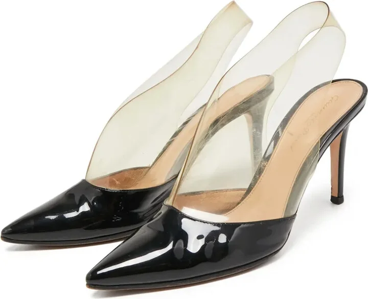 pre-owned 90mm Nicole transparent-panel slingback pumps - Image 3