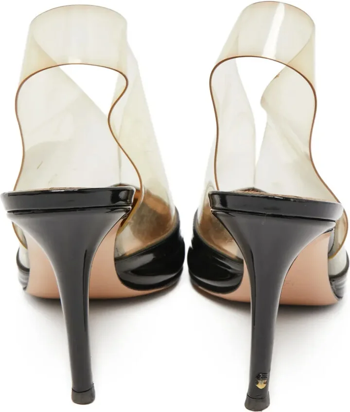 pre-owned 90mm Nicole transparent-panel slingback pumps - Image 4