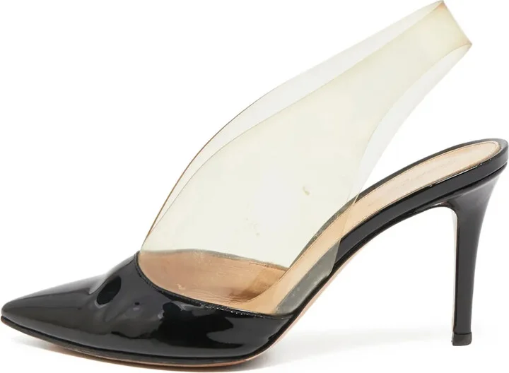 pre-owned 90mm Nicole transparent-panel slingback pumps