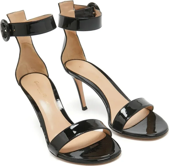 pre-owned 90mm Portofino patent-leather ankle-strap sandals - Image 2