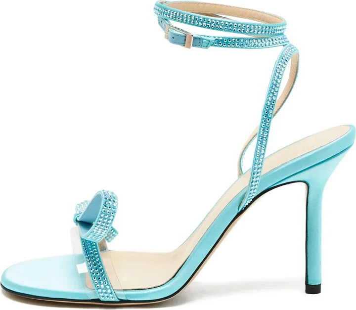 Pre-Owned 90mm Rhinestone-Embellished Strappy Sandals