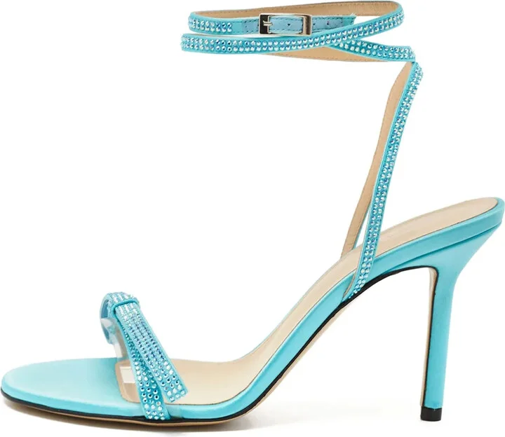 Pre-Owned 90mm Strappy Embellished Sandals
